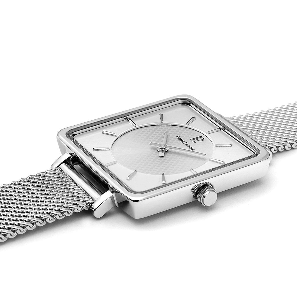 ピエールラニエ PIERRE LANNIER レディース 腕時計 クオーツ レカレ LECARE 30mm×30mm P007H628 スクエア メッシュベルト シルバー