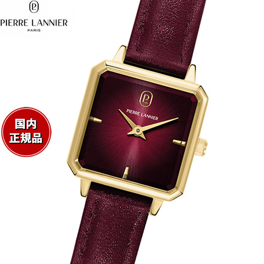 ピエールラニエ PIERRE LANNIER レディース 腕時計 クオーツ レオノール LEONOR 23mm×23mm P072J552BT スクエア 革ベルト ゴールド ボルドー