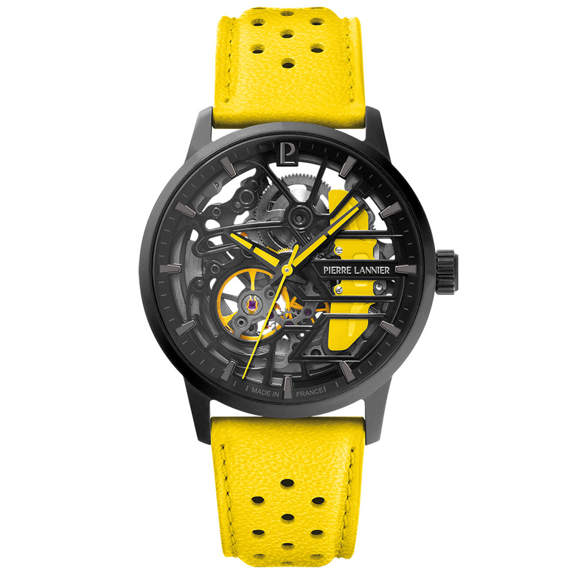 ピエールラニエ PIERRE LANNIER メンズ レディース 腕時計 自動巻き パドック PADDOCK 39mm P145G849 ラウンド 革ベルト イエロー