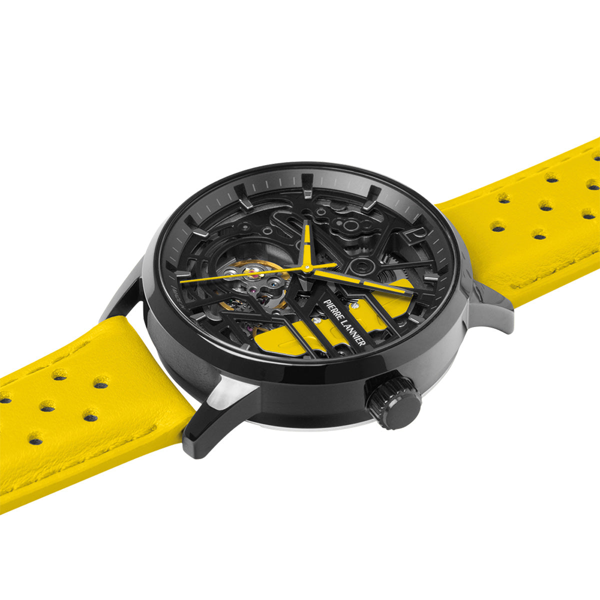 ピエールラニエ PIERRE LANNIER メンズ レディース 腕時計 自動巻き パドック PADDOCK 39mm P145G849 ラウンド 革ベルト イエロー