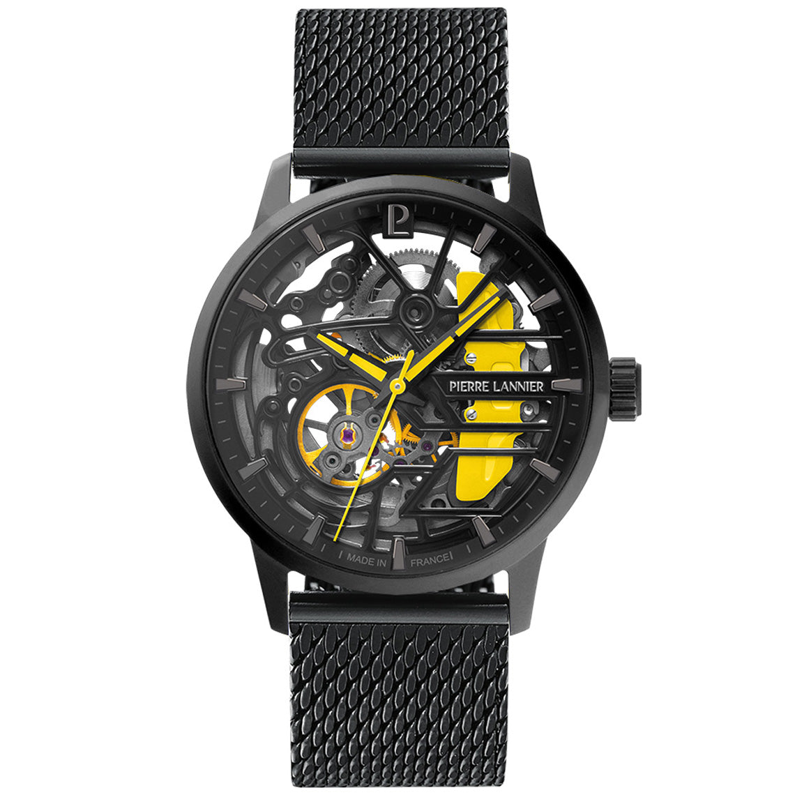 ピエールラニエ PIERRE LANNIER メンズ レディース 腕時計 自動巻き パドック PADDOCK 39mm P145G849M ラウンド メッシュベルト イエロー