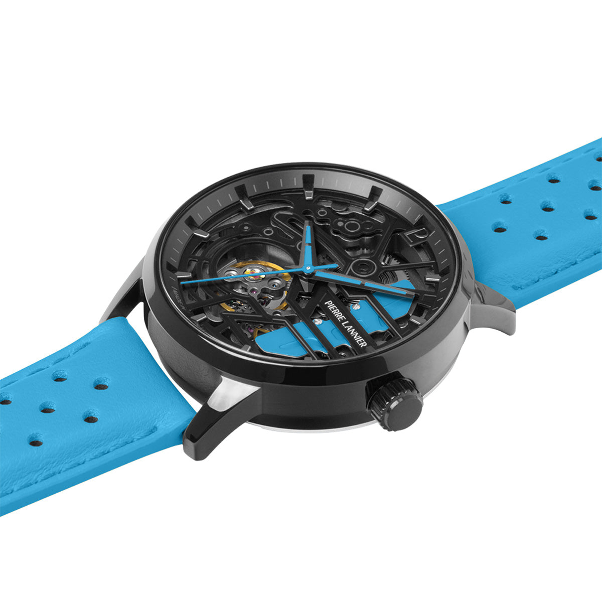 ピエールラニエ PIERRE LANNIER メンズ レディース 腕時計 自動巻き パドック PADDOCK 39mm P145G866 ラウンド 革ベルト ブルー