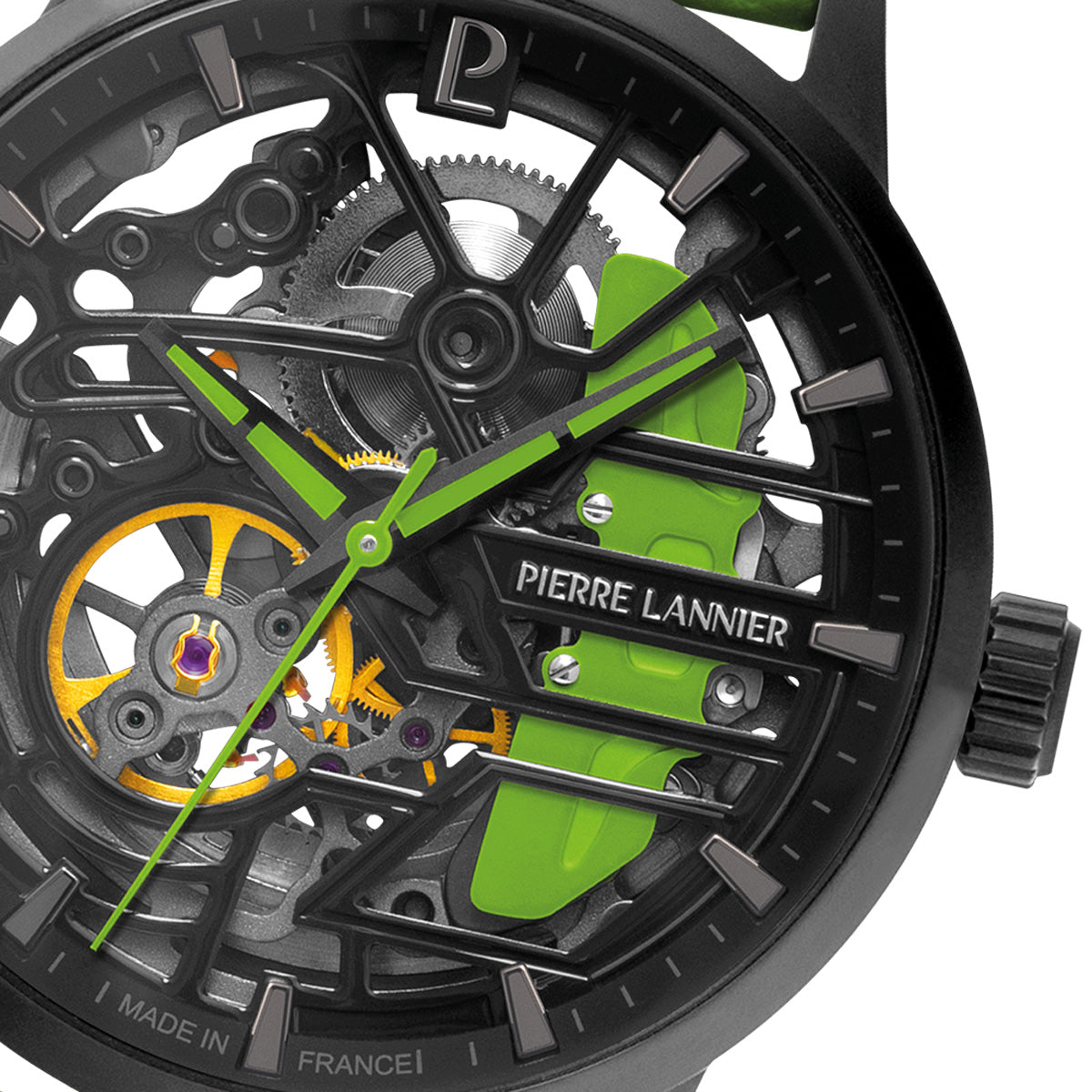 ピエールラニエ PIERRE LANNIER メンズ レディース 腕時計 自動巻き パドック PADDOCK 39mm P145G877 ラウンド 革ベルト グリーン