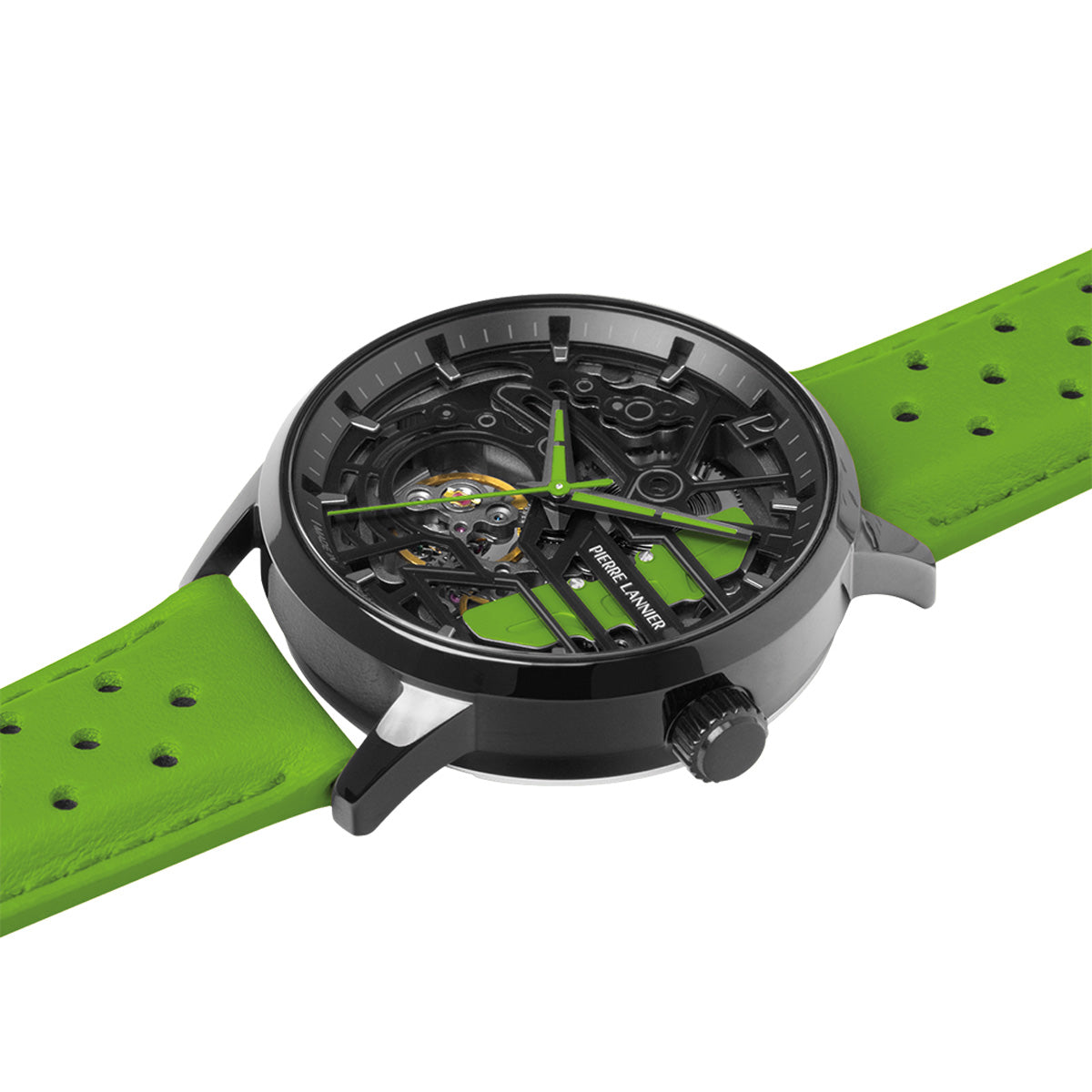 ピエールラニエ PIERRE LANNIER メンズ レディース 腕時計 自動巻き パドック PADDOCK 39mm P145G877 ラウンド 革ベルト グリーン
