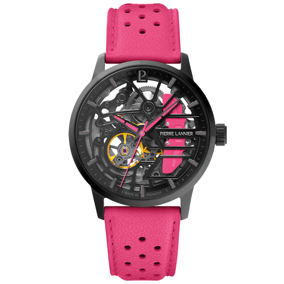 ピエールラニエ PIERRE LANNIER メンズ レディース 腕時計 自動巻き パドック PADDOCK 39mm P145G895 ラウンド 革ベルト ピンク