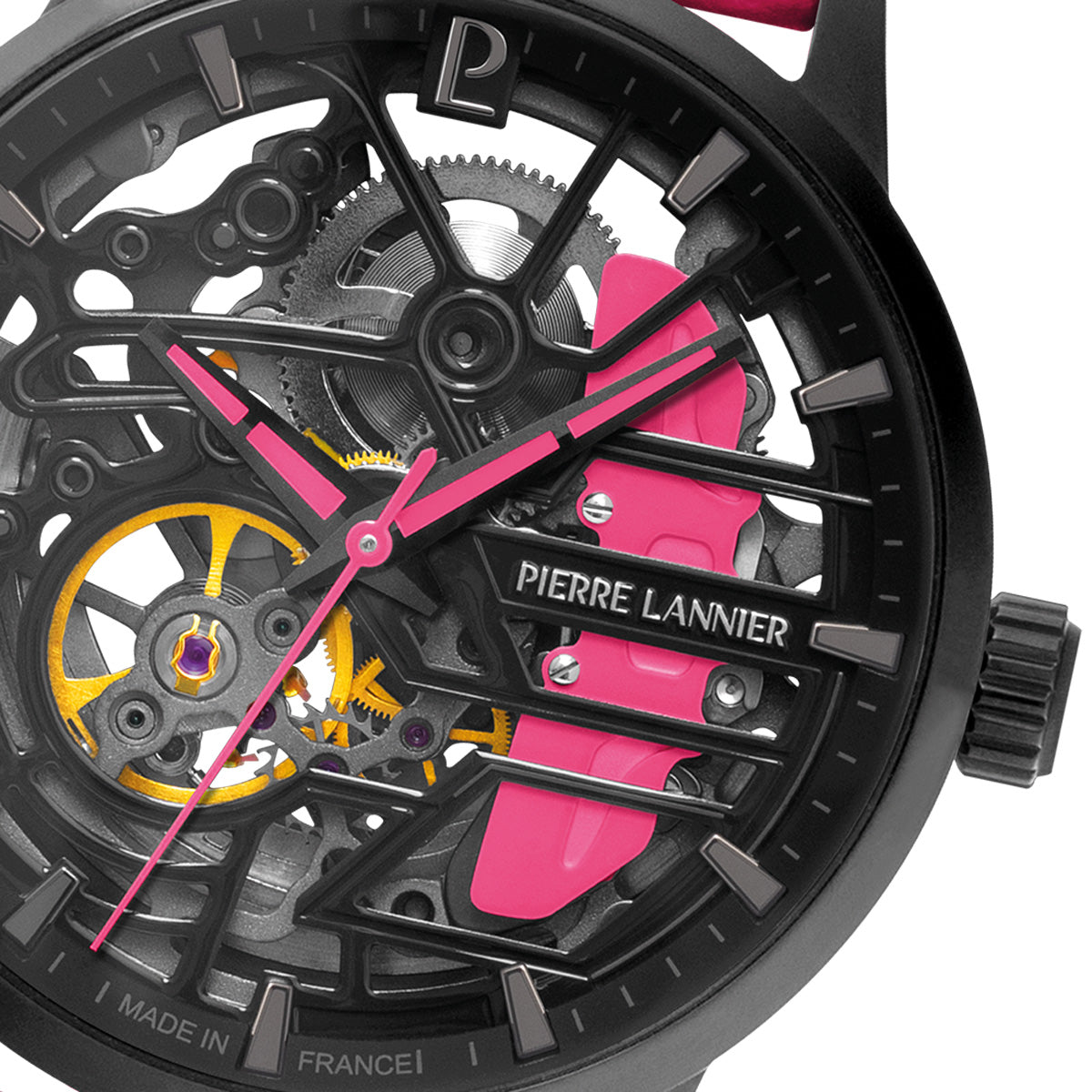 ピエールラニエ PIERRE LANNIER メンズ レディース 腕時計 自動巻き パドック PADDOCK 39mm P145G895 ラウンド 革ベルト ピンク