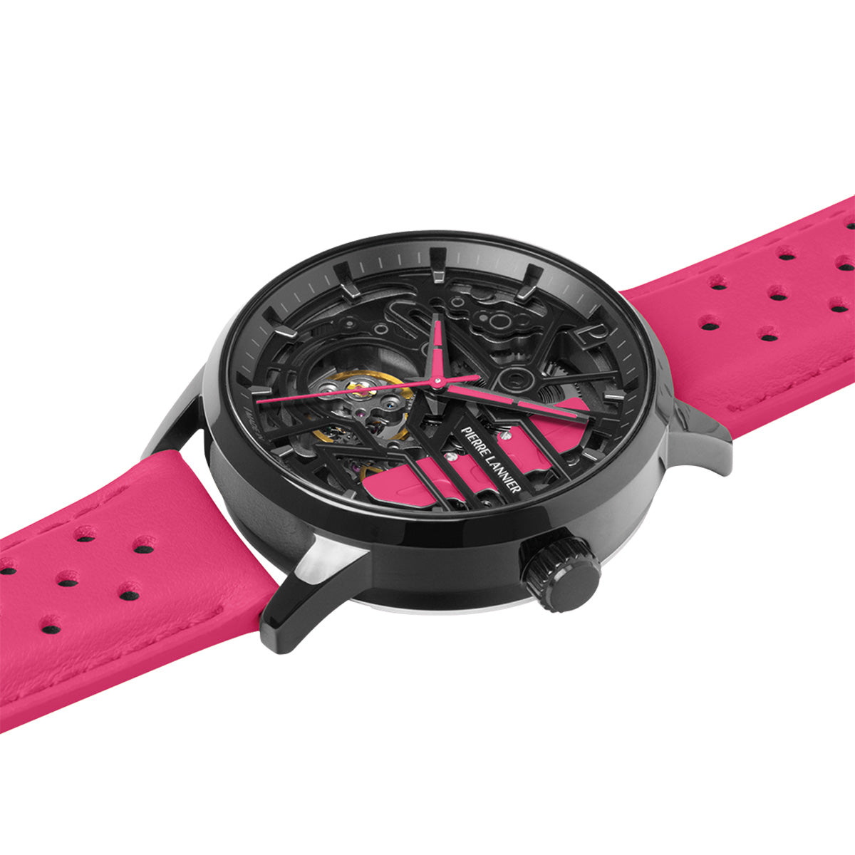 ピエールラニエ PIERRE LANNIER メンズ レディース 腕時計 自動巻き パドック PADDOCK 39mm P145G895 ラウンド 革ベルト ピンク