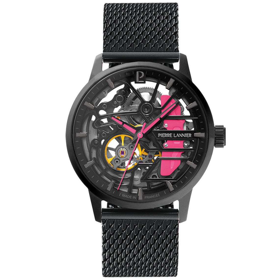 ピエールラニエ PIERRE LANNIER メンズ レディース 腕時計 自動巻き パドック PADDOCK 39mm P145G895M ラウンド メッシュベルト ピンク