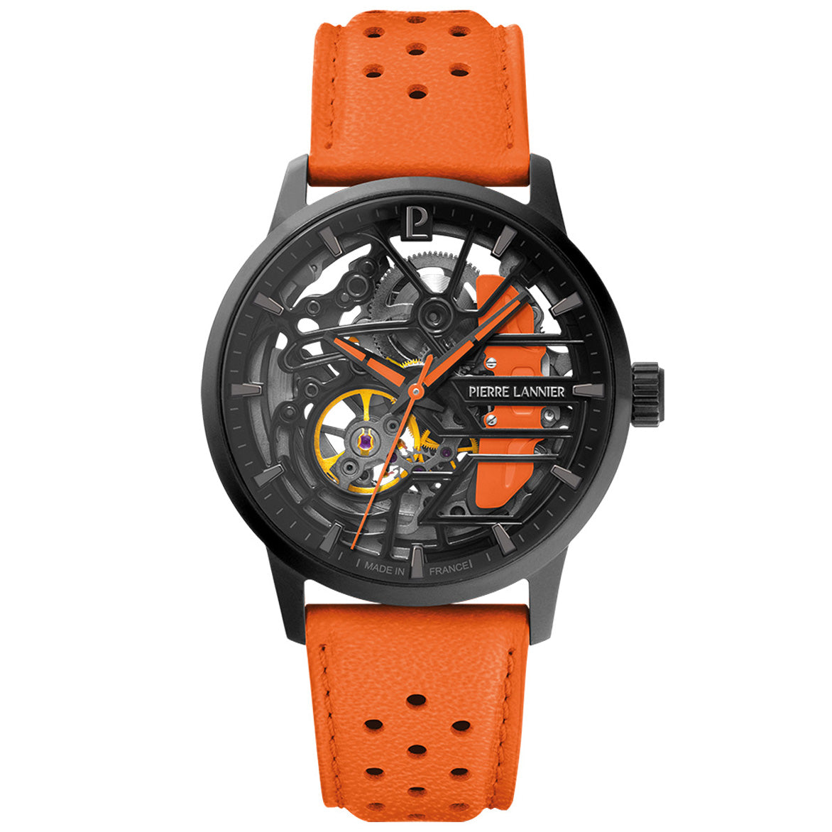ピエールラニエ PIERRE LANNIER メンズ レディース 腕時計 自動巻き パドック PADDOCK 39mm P145G899 ラウンド 革ベルト オレンジ