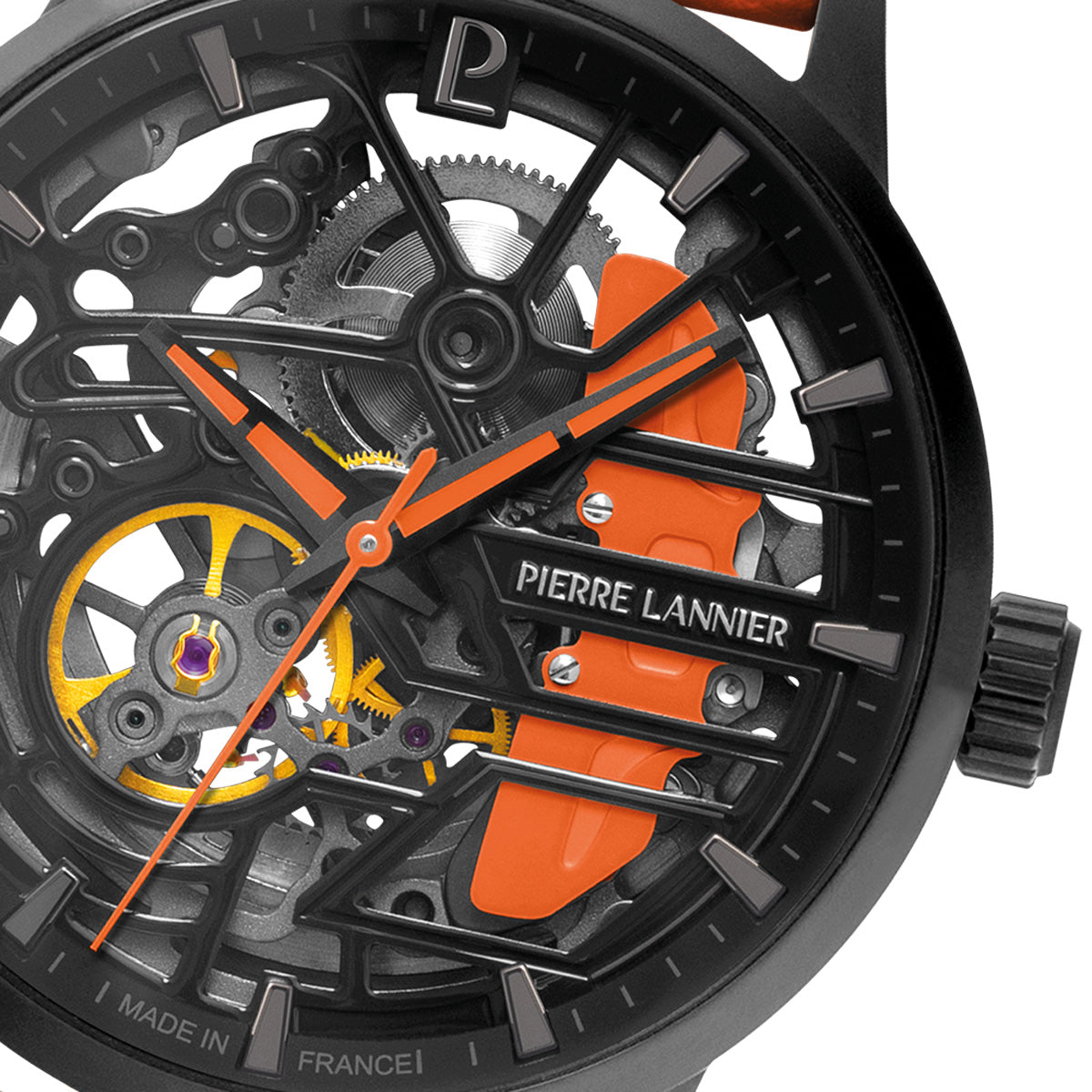 ピエールラニエ PIERRE LANNIER メンズ レディース 腕時計 自動巻き パドック PADDOCK 39mm P145G899 ラウンド 革ベルト オレンジ