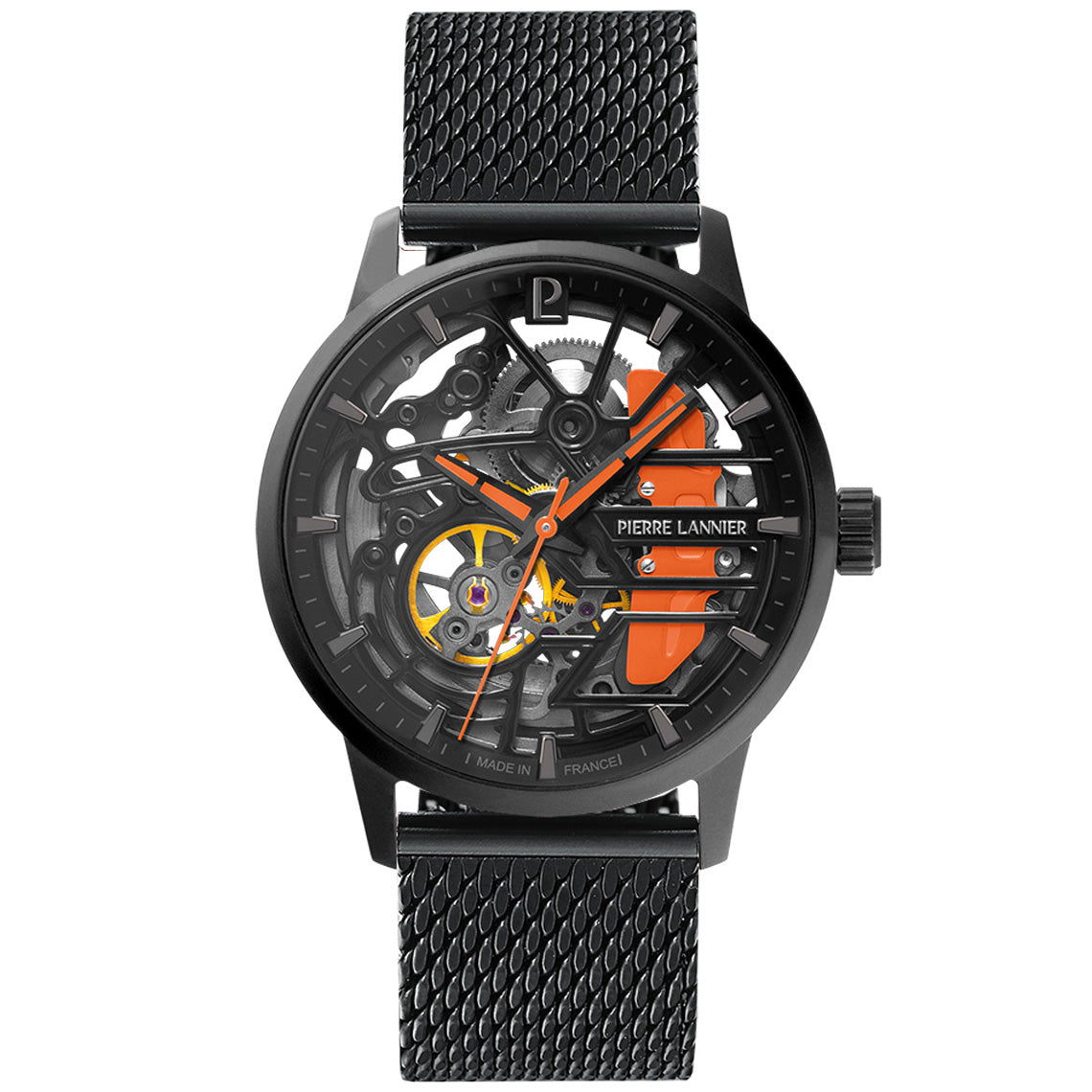 ピエールラニエ PIERRE LANNIER メンズ レディース 腕時計 自動巻き パドック PADDOCK 39mm P145G899M ラウンド メッシュベルト オレンジ