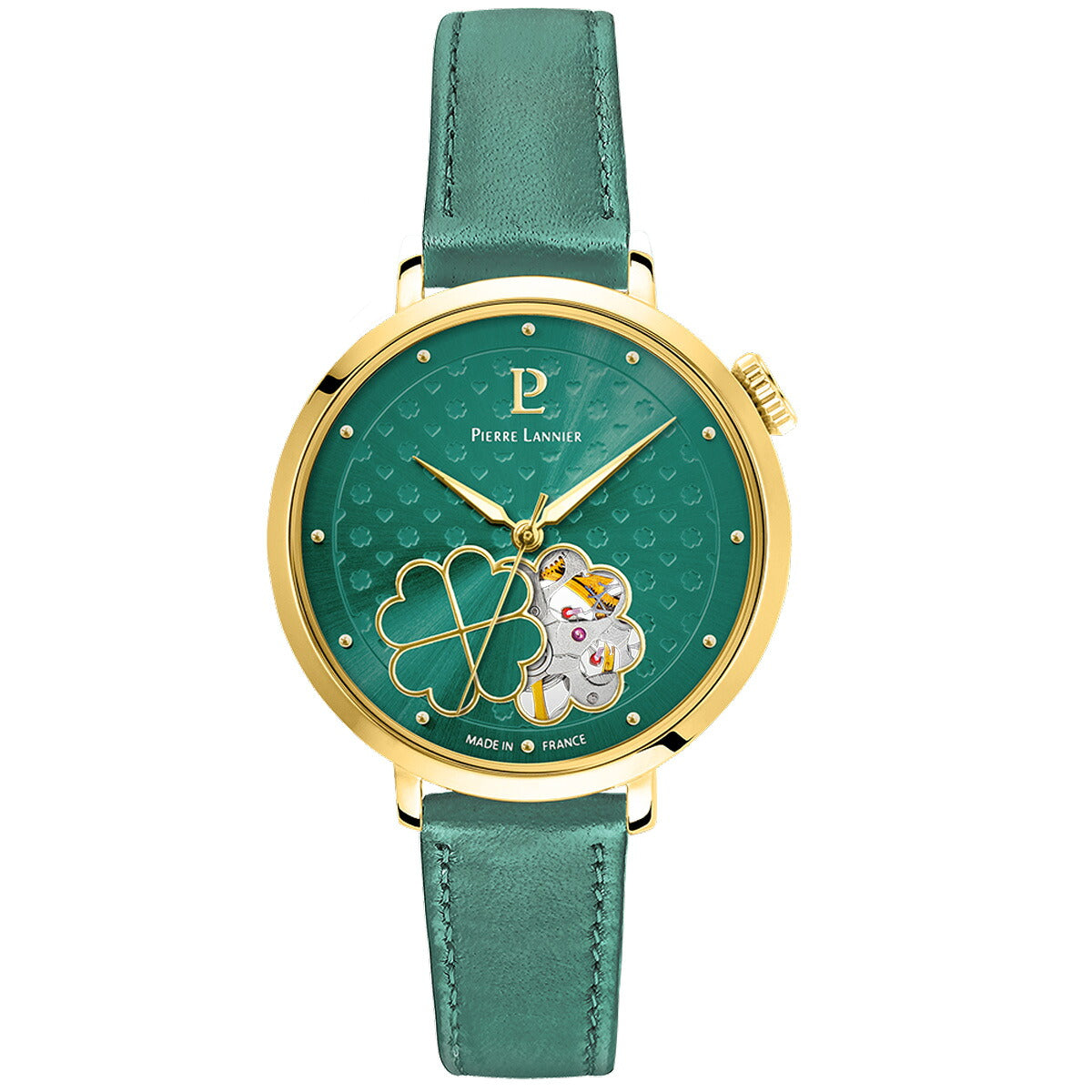 ピエールラニエ PIERRE LANNIER レディース 腕時計 自動巻き エスペランサ ESPERANCE 35mm P147K577 ラウンド 革ベルト グリーン【60回分割手数料無料！】
