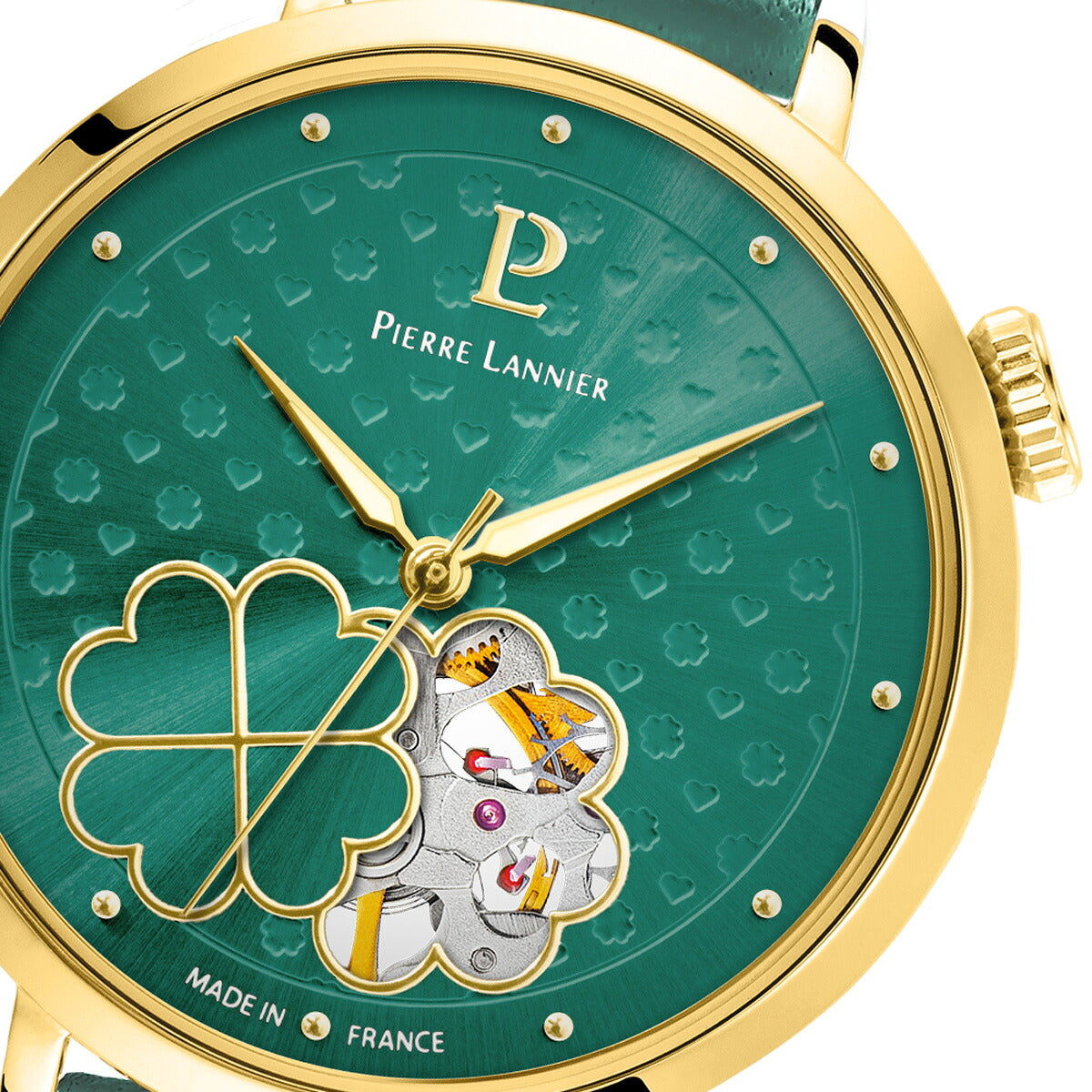 ピエールラニエ PIERRE LANNIER レディース 腕時計 自動巻き エスペランサ ESPERANCE 35mm P147K577 ラウンド 革ベルト グリーン【60回分割手数料無料！】