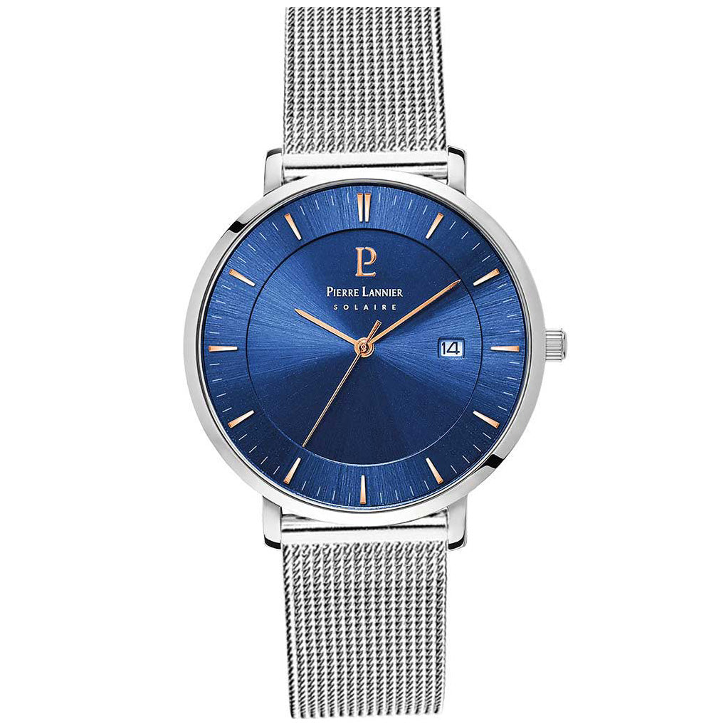 ピエールラニエ PIERRE LANNIER メンズ 腕時計 ソーラー インティ INTI 40mm P208H164M ラウンド メッシュベルト シルバー ネイビー