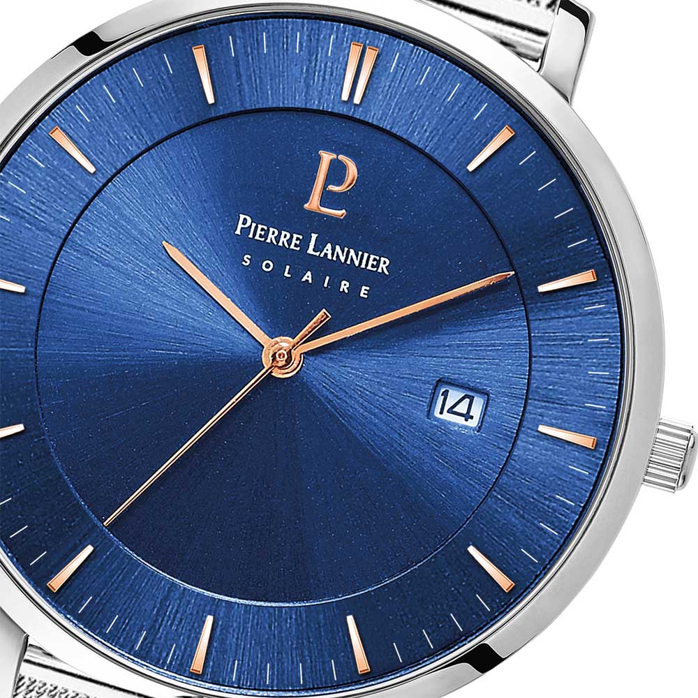 ピエールラニエ PIERRE LANNIER メンズ 腕時計 ソーラー インティ INTI 40mm P208H164M ラウンド メッシュベルト シルバー ネイビー