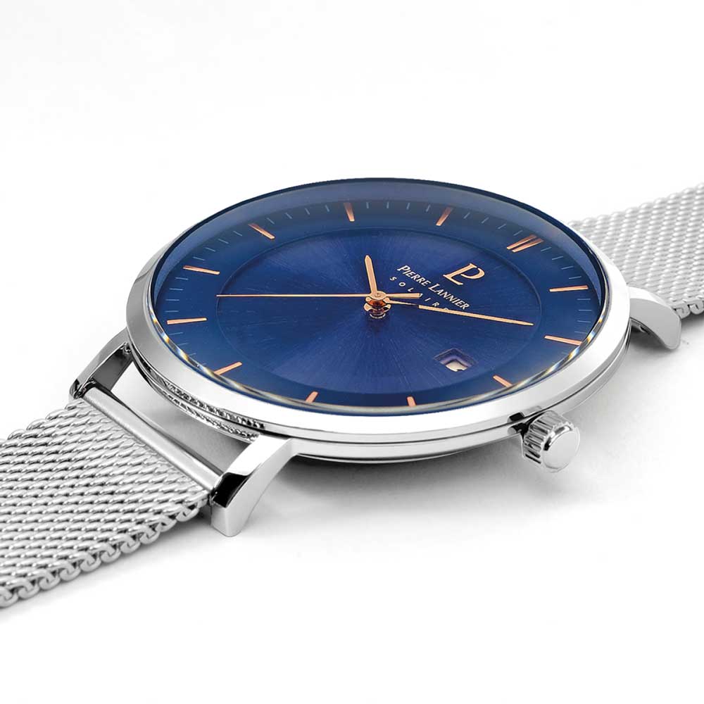 ピエールラニエ PIERRE LANNIER メンズ 腕時計 ソーラー インティ INTI 40mm P208H164M ラウンド メッシュベルト シルバー ネイビー