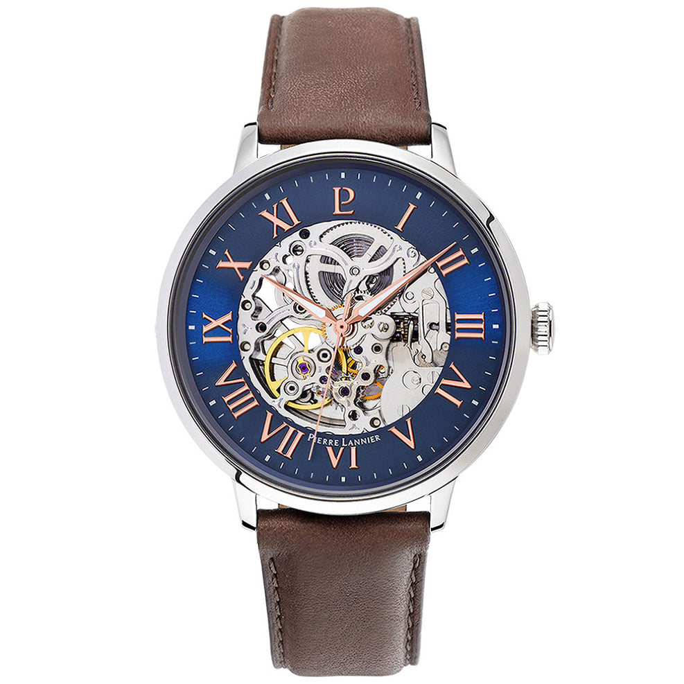 ピエールラニエ PIERRE LANNIER メンズ 腕時計 自動巻き オートマティック AUTOMATIC 42mm P322B164 ラウンド 革ベルト ネイビー