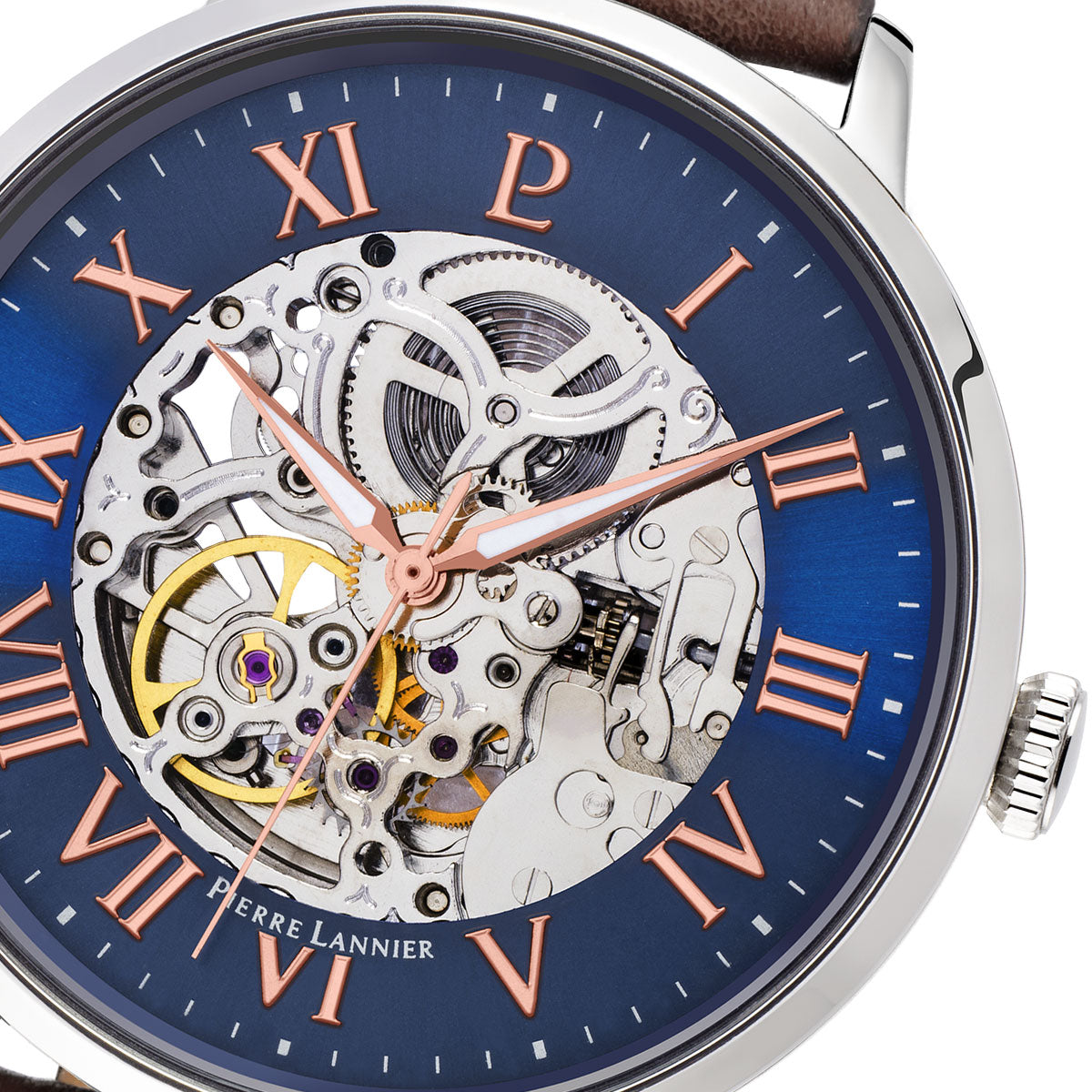 ピエールラニエ PIERRE LANNIER メンズ 腕時計 自動巻き オートマティック AUTOMATIC 42mm P322B164 ラウンド 革ベルト ネイビー