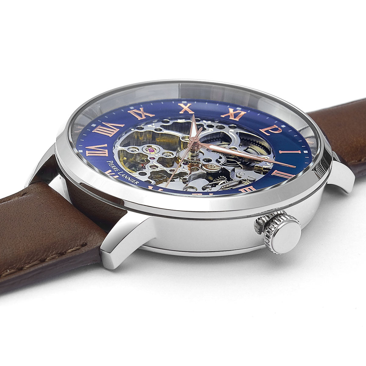 ピエールラニエ PIERRE LANNIER メンズ 腕時計 自動巻き オートマティック AUTOMATIC 42mm P322B164 ラウンド 革ベルト ネイビー