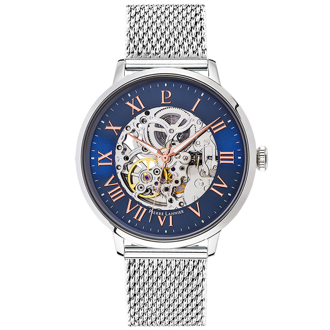 ピエールラニエ PIERRE LANNIER メンズ 腕時計 自動巻き オートマティック AUTOMATIC 42mm P322B164M ラウンド メッシュベルト シルバー ネイビー