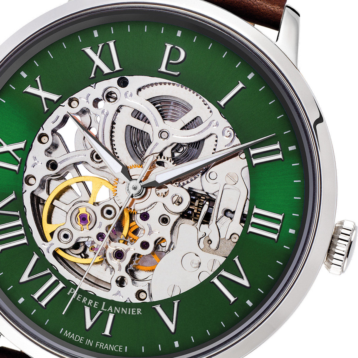 ピエールラニエ PIERRE LANNIER メンズ 腕時計 自動巻き オートマティック AUTOMATIC 42mm P323D174 ラウンド 革ベルト グリーン
