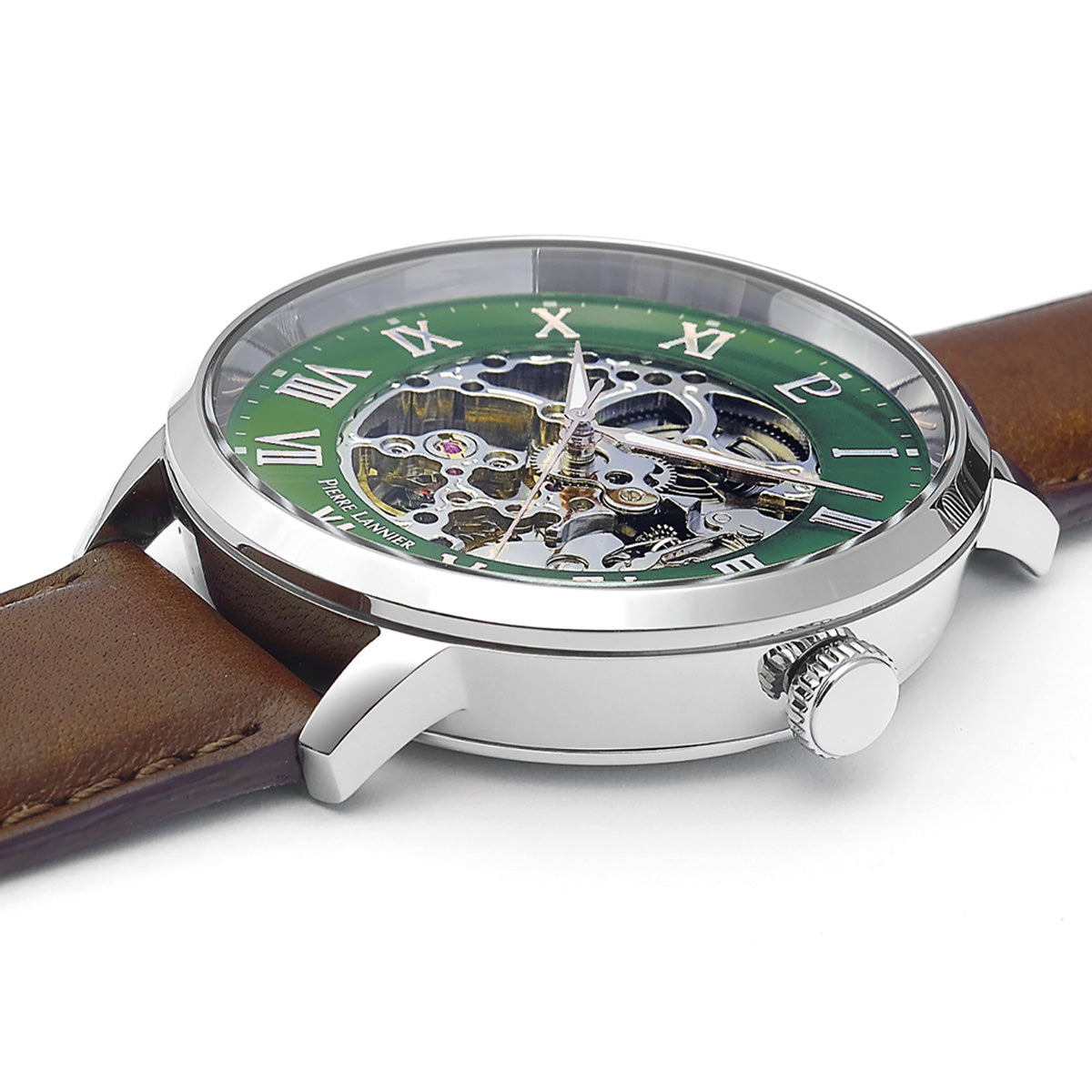 ピエールラニエ PIERRE LANNIER メンズ 腕時計 自動巻き オートマティック AUTOMATIC 42mm P323D174 ラウンド 革ベルト グリーン
