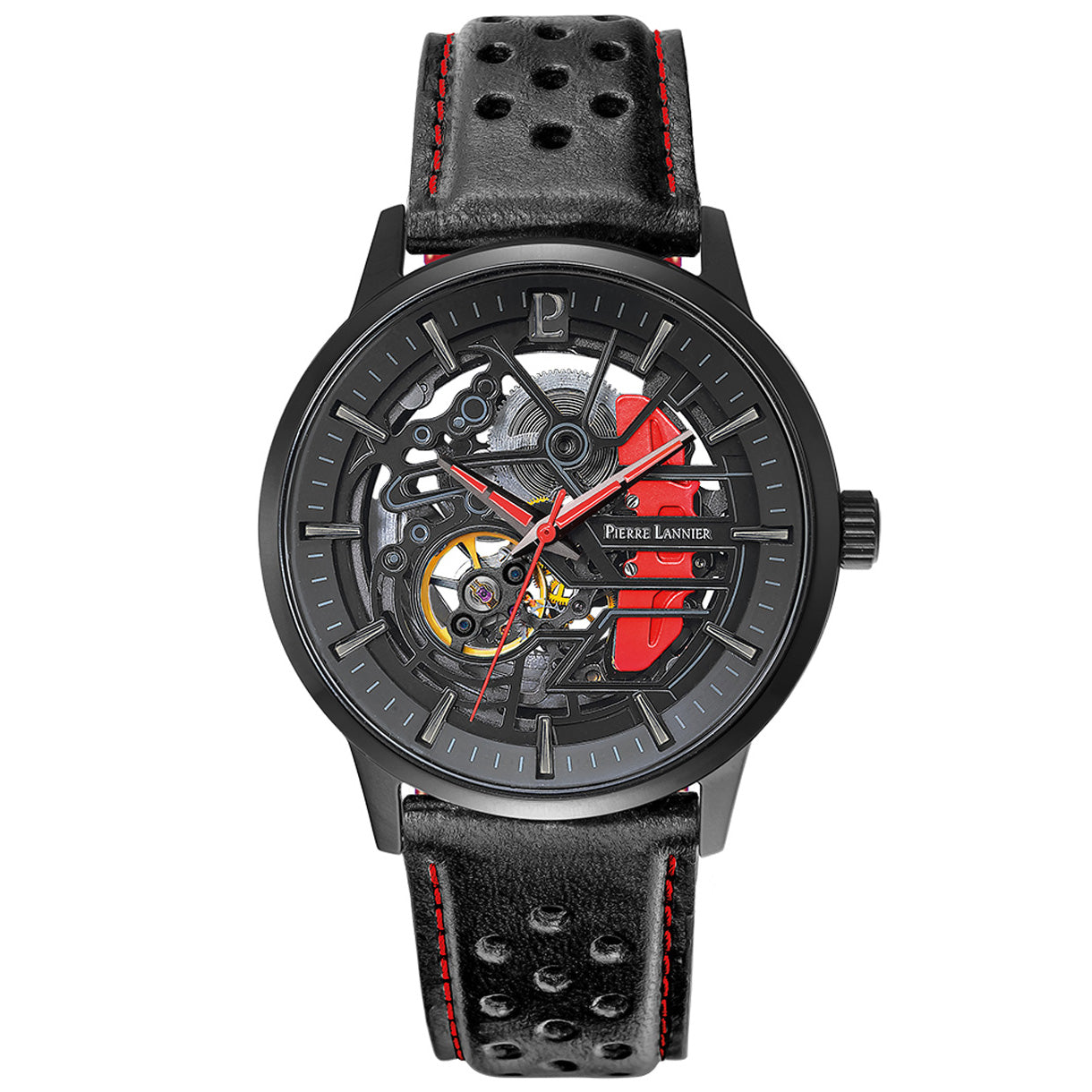 ピエールラニエ PIERRE LANNIER メンズ 腕時計 自動巻き パドック PADDOCK 43mm P338A433 ラウンド 革ベルト レッド