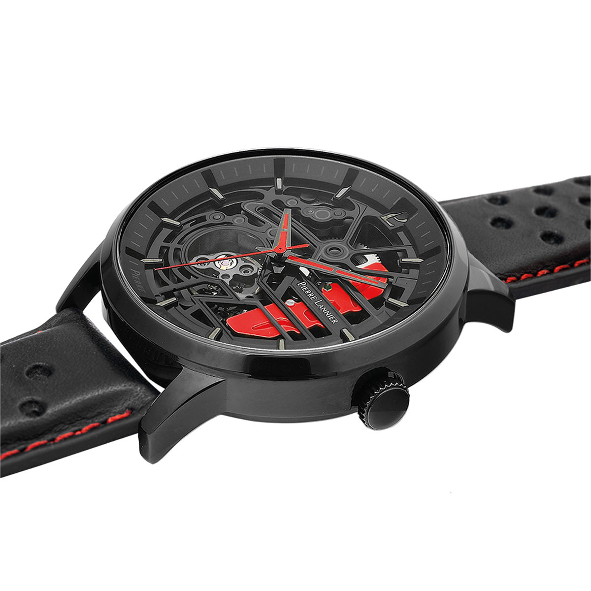 ピエールラニエ PIERRE LANNIER メンズ 腕時計 自動巻き パドック PADDOCK 43mm P338A433 ラウンド 革ベルト レッド