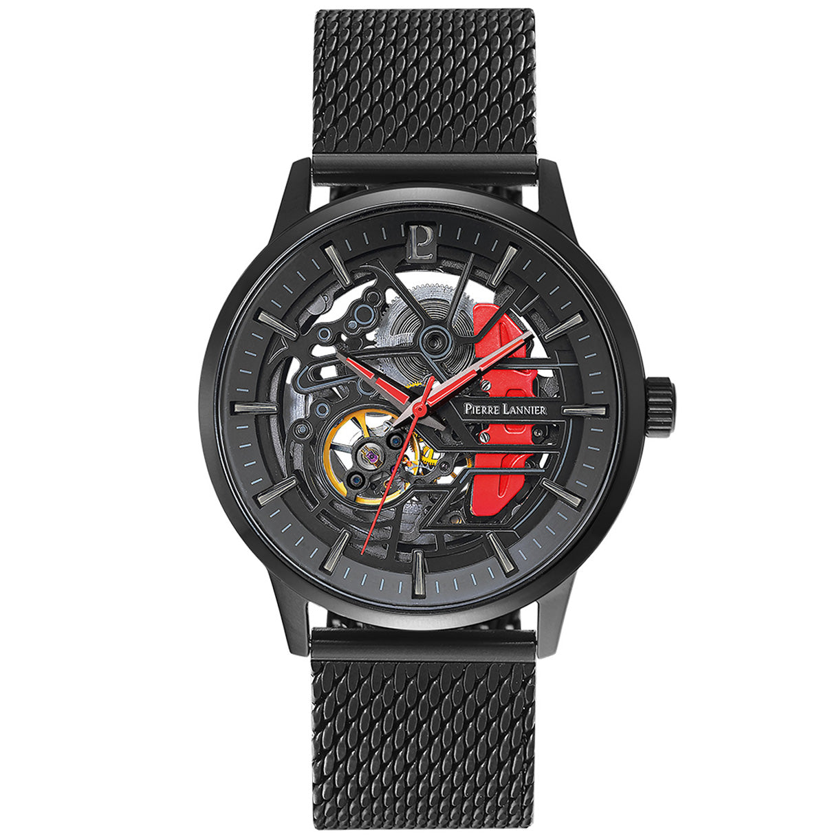 ピエールラニエ PIERRE LANNIER メンズ 腕時計 自動巻き パドック PADDOCK 43mm P338A439 ラウンド メッシュベルト レッド
