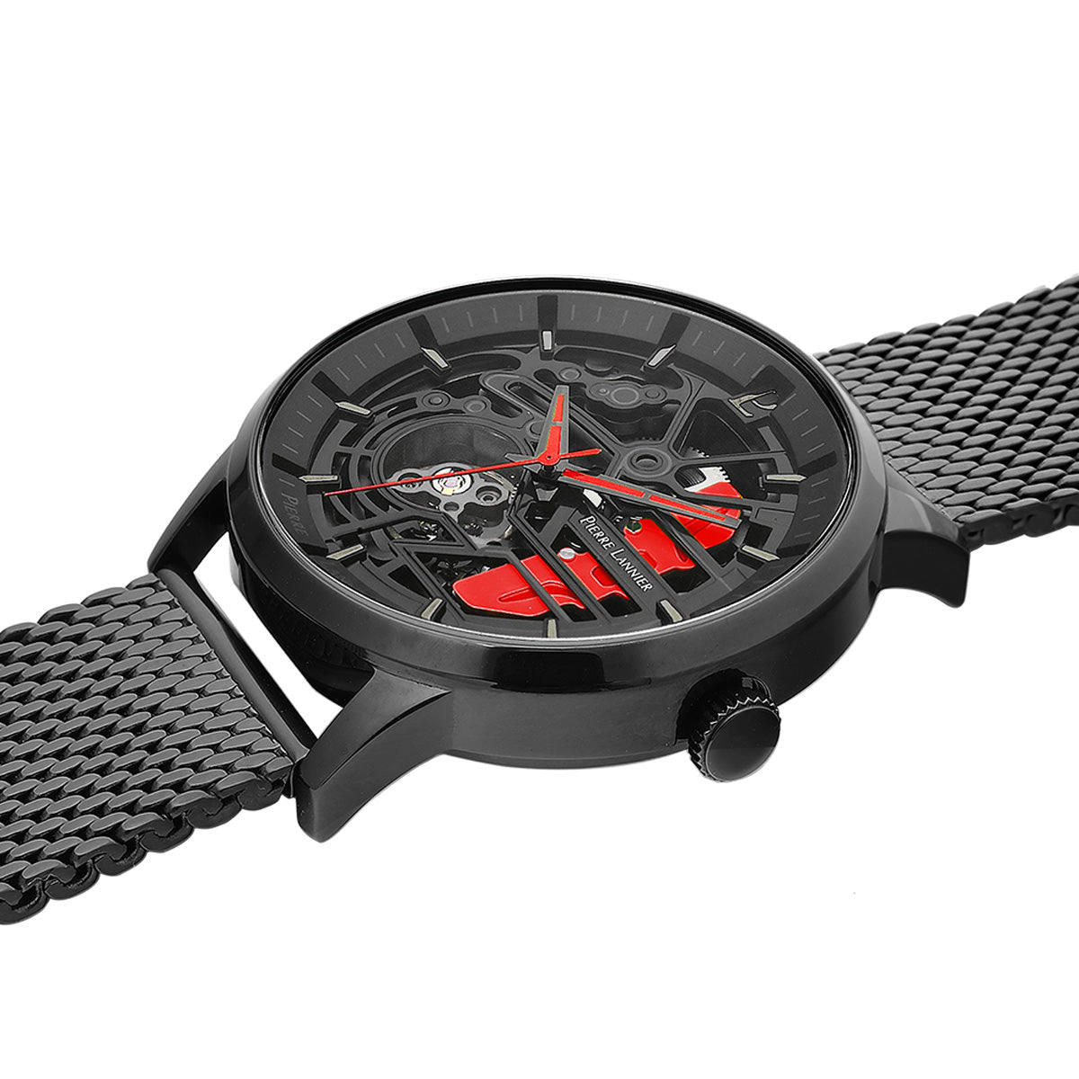 ピエールラニエ PIERRE LANNIER メンズ 腕時計 自動巻き パドック PADDOCK 43mm P338A439 ラウンド メッシュベルト レッド