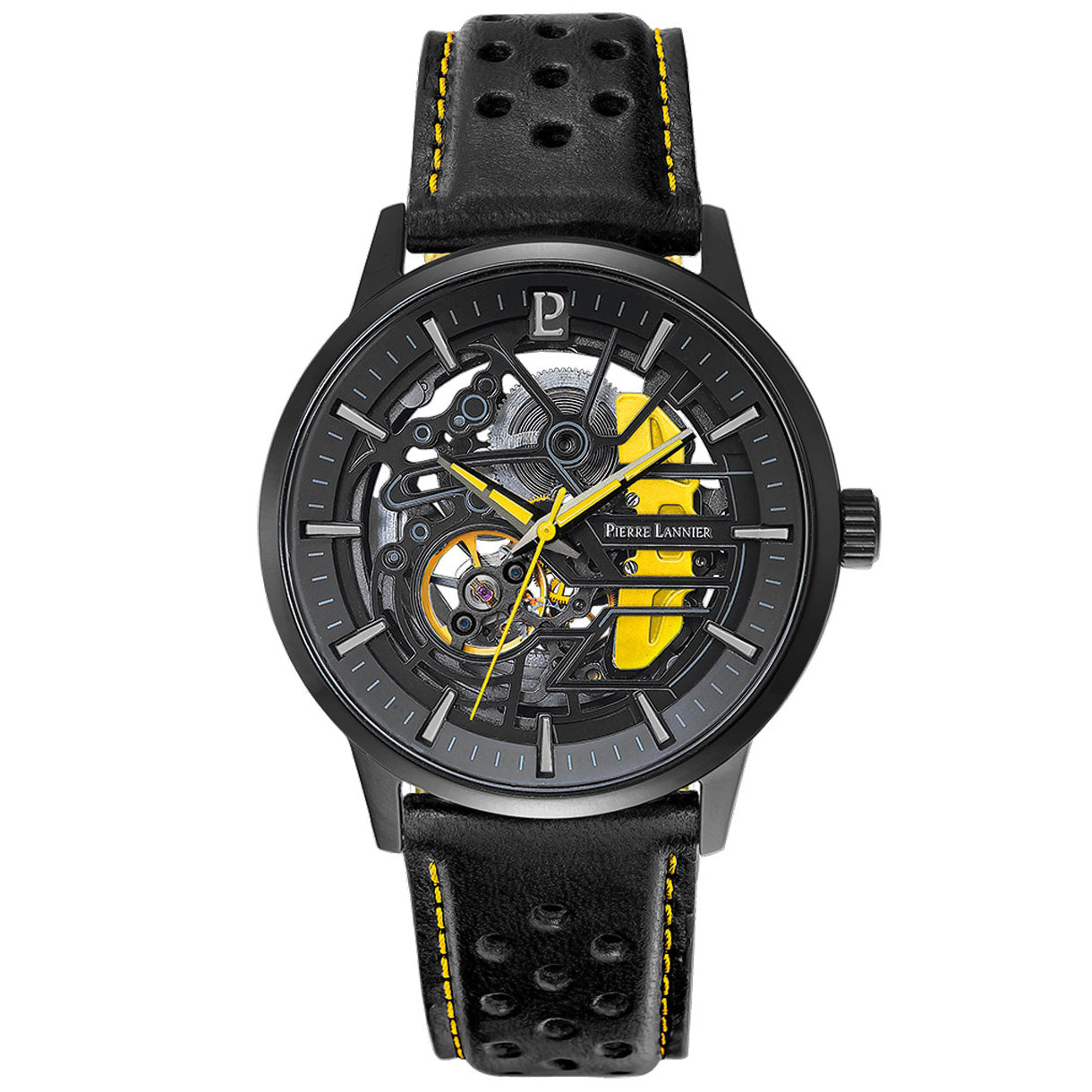 ピエールラニエ PIERRE LANNIER メンズ 腕時計 自動巻き パドック PADDOCK 43mm P338A443 ラウンド 革ベルト イエロー