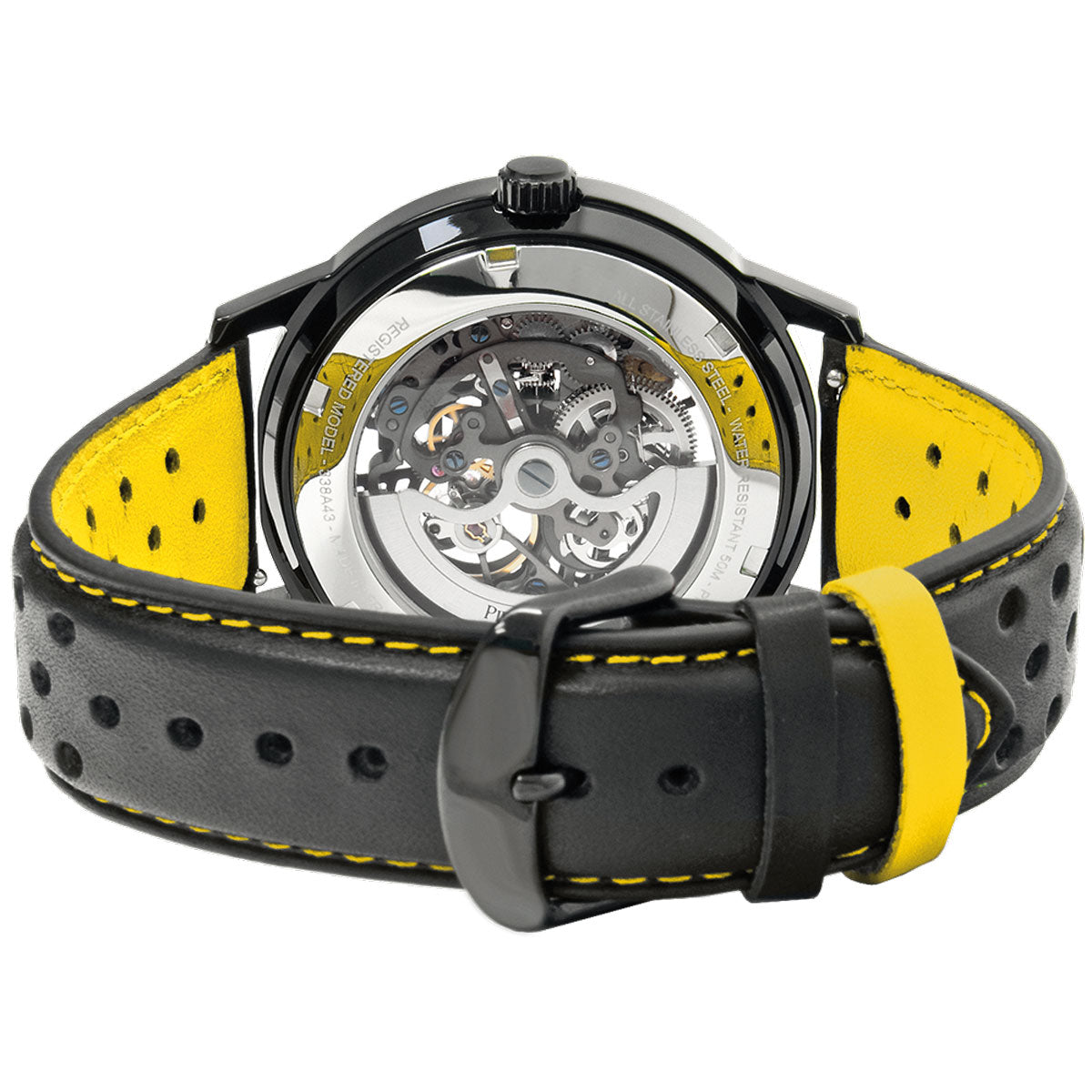 ピエールラニエ PIERRE LANNIER メンズ 腕時計 自動巻き パドック PADDOCK 43mm P338A443 ラウンド 革ベルト イエロー【60回分割手数料無料！】