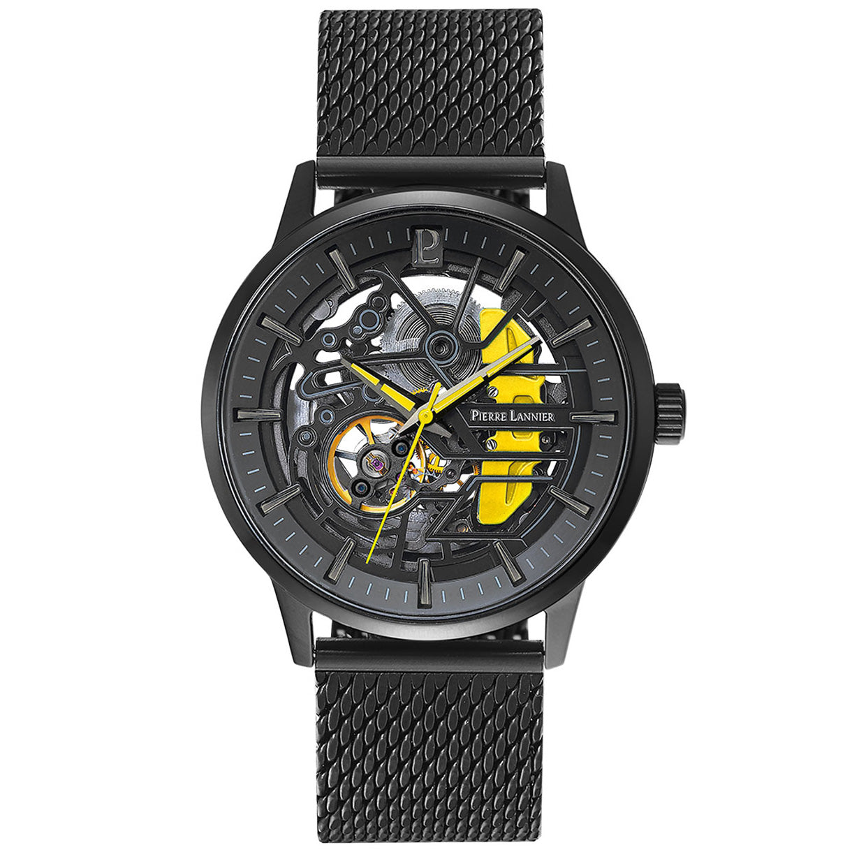 ピエールラニエ PIERRE LANNIER メンズ 腕時計 自動巻き パドック PADDOCK 43mm P338A449 ラウンド メッシュベルト イエロー