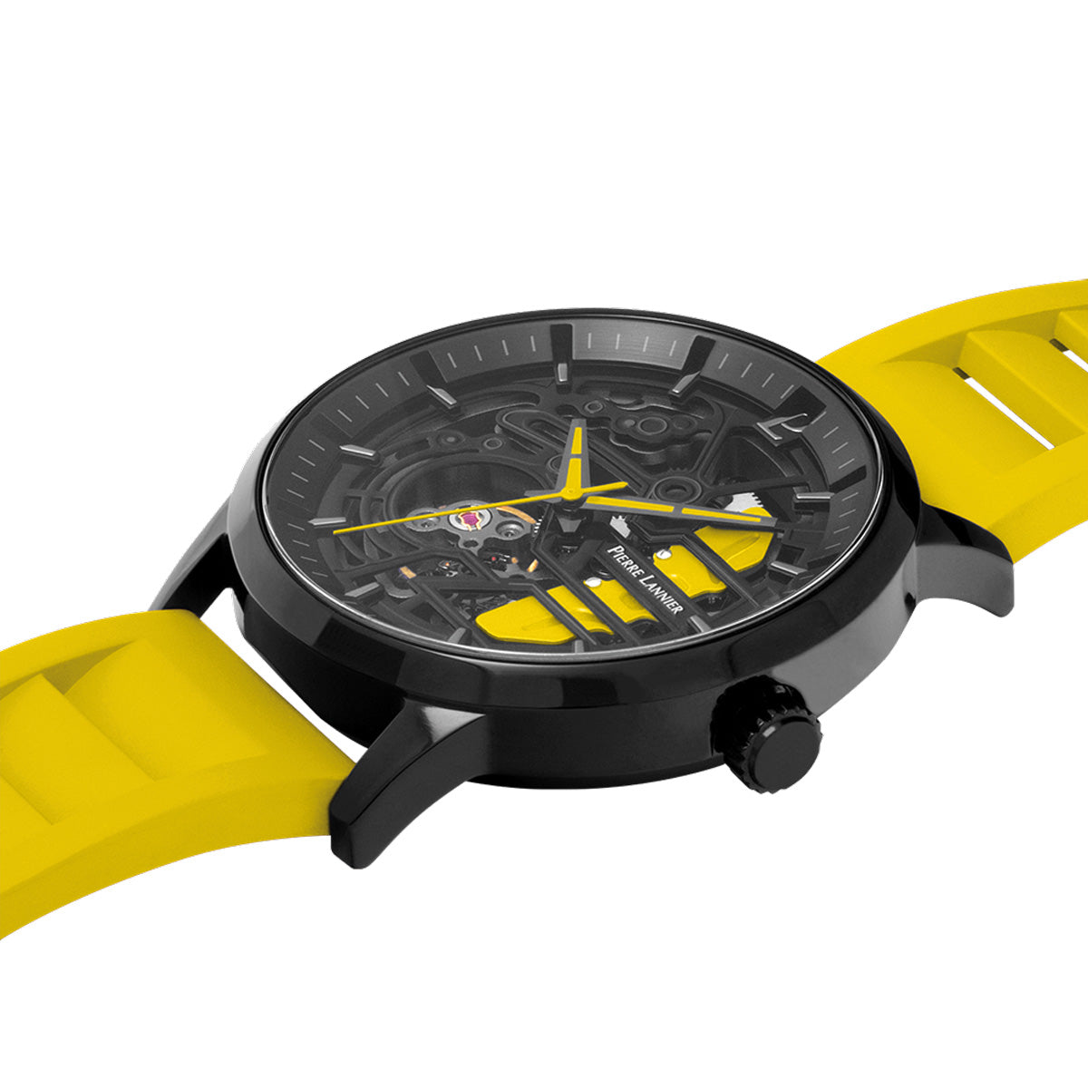 ピエールラニエ PIERRE LANNIER メンズ 腕時計 自動巻き パドック PADDOCK 43mm P341A449 ラウンド FKMベルト イエロー