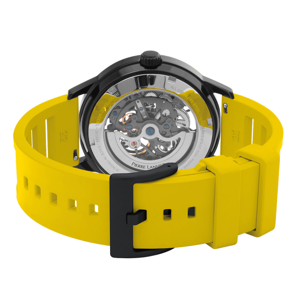 ピエールラニエ PIERRE LANNIER メンズ 腕時計 自動巻き パドック PADDOCK 43mm P341A449 ラウンド FKMベルト イエロー
