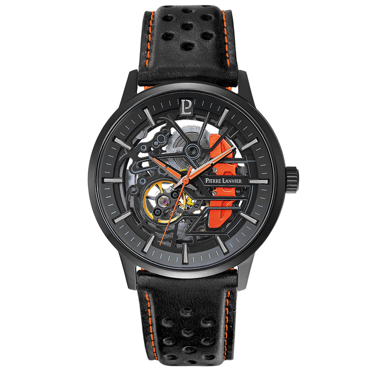 ピエールラニエ PIERRE LANNIER メンズ 腕時計 自動巻き パドック PADDOCK 43mm P341A455 ラウンド 革ベルト オレンジ