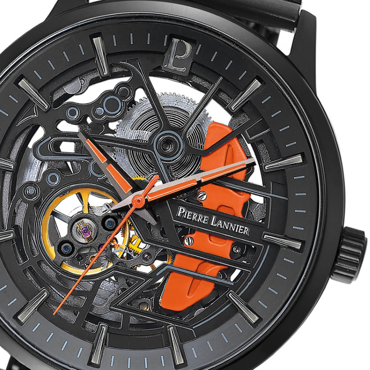 ピエールラニエ PIERRE LANNIER メンズ 腕時計 自動巻き パドック PADDOCK 43mm P341A455 ラウンド 革ベルト オレンジ