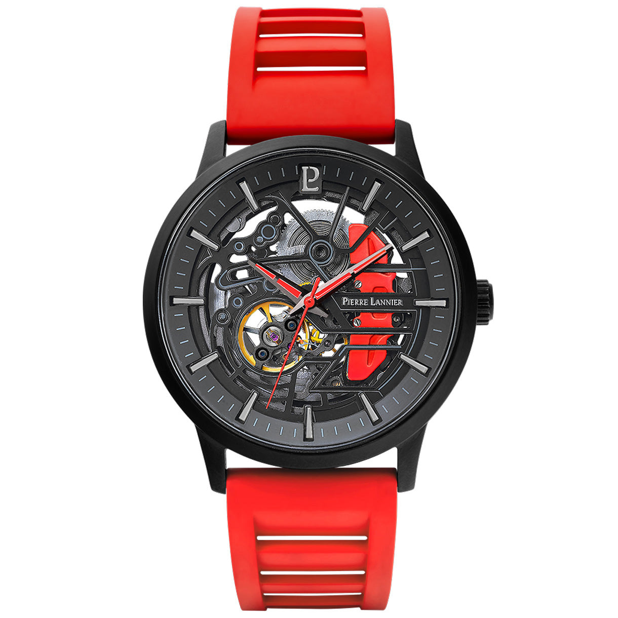 ピエールラニエ PIERRE LANNIER メンズ 腕時計 自動巻き パドック PADDOCK 43mm P341A459 ラウンド FKMベルト レッド