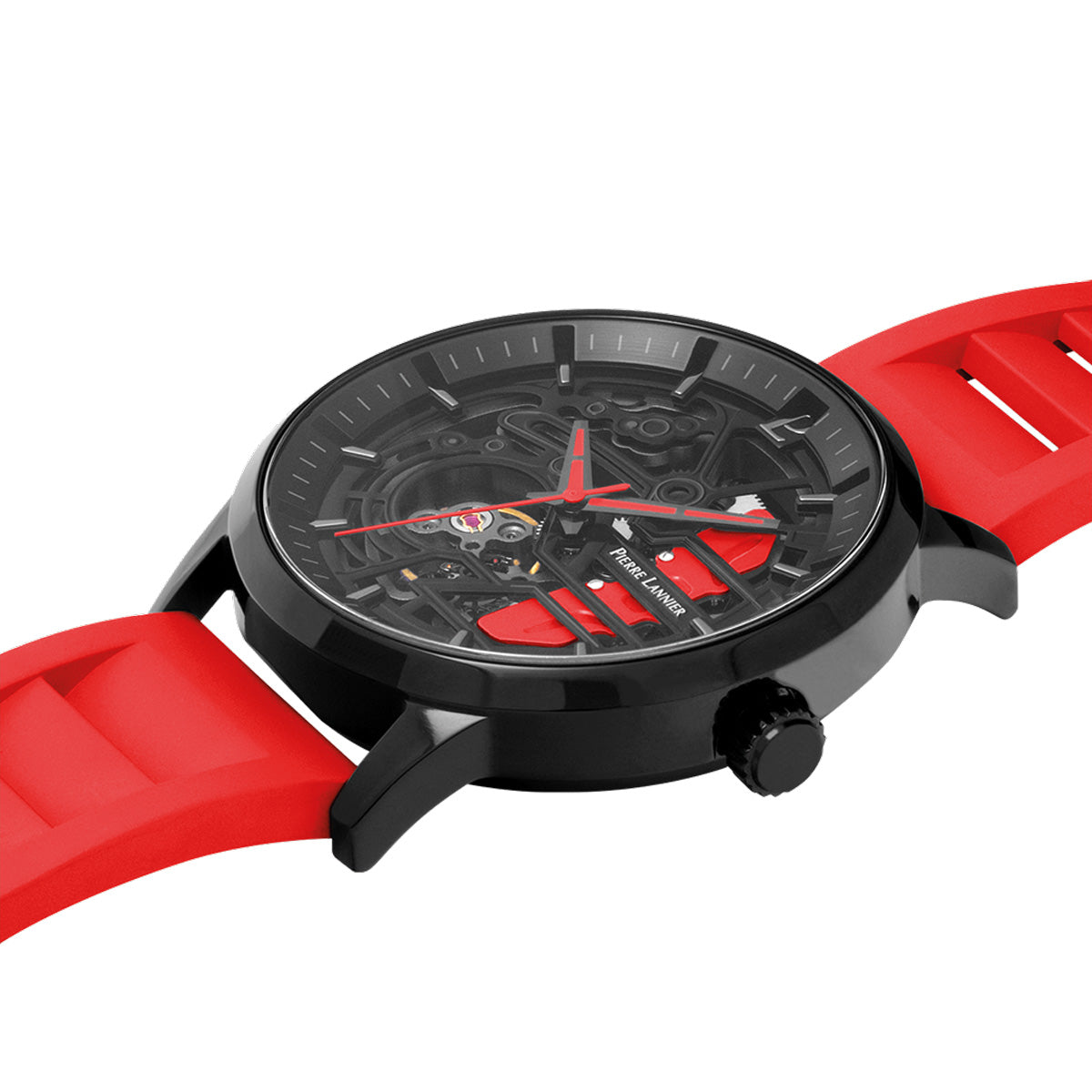 ピエールラニエ PIERRE LANNIER メンズ 腕時計 自動巻き パドック PADDOCK 43mm P341A459 ラウンド FKMベルト レッド