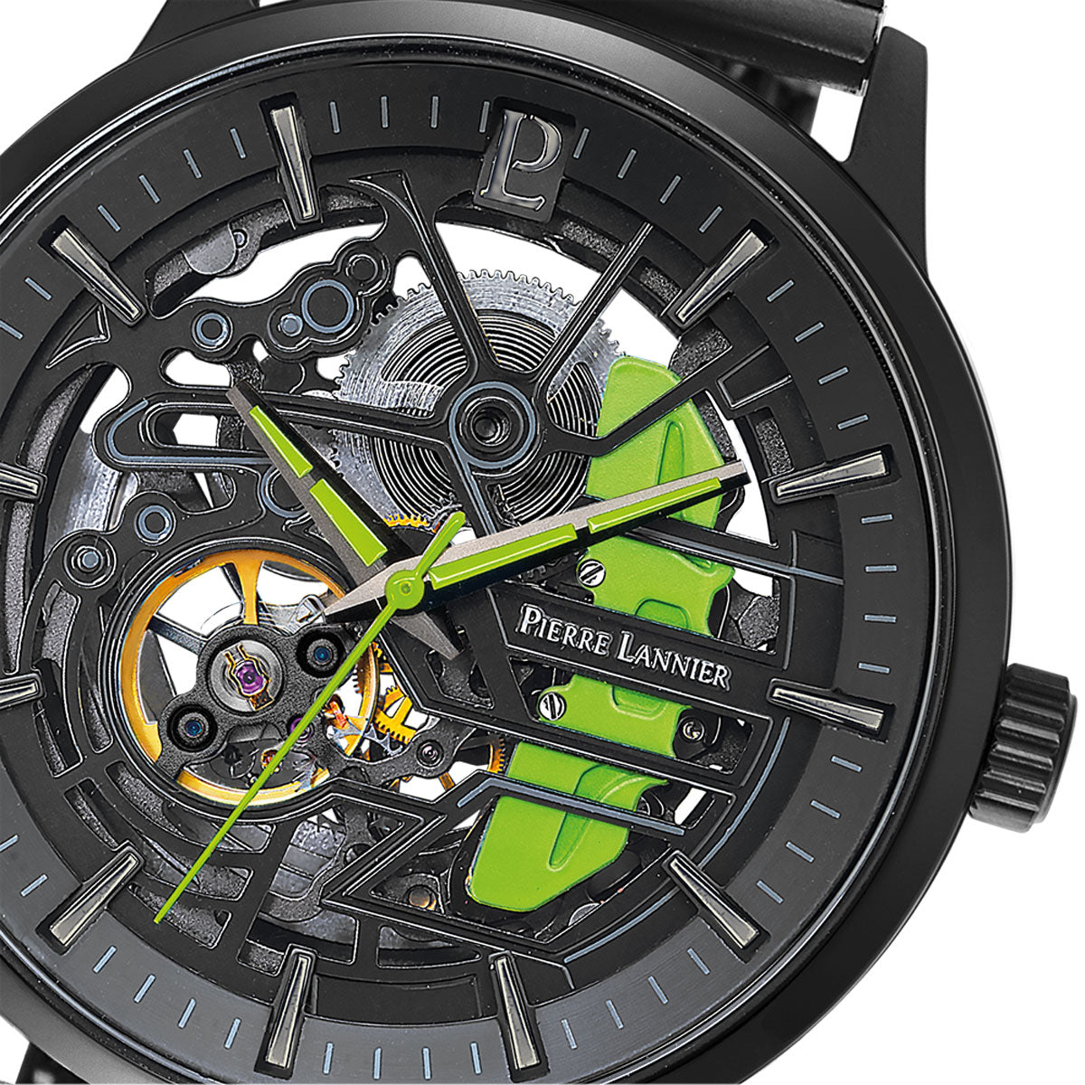 ピエールラニエ PIERRE LANNIER メンズ 腕時計 自動巻き パドック PADDOCK 43mm P341A477 ラウンド 革ベルト グリーン