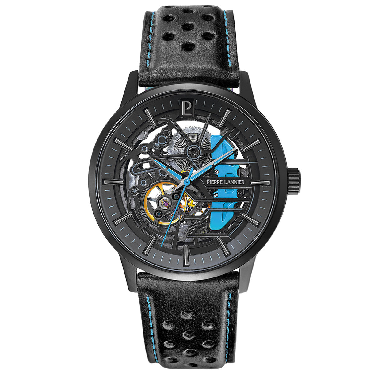 ピエールラニエ PIERRE LANNIER メンズ 腕時計 自動巻き パドック PADDOCK 43mm P345A466 ラウンド 革ベルト ブルー