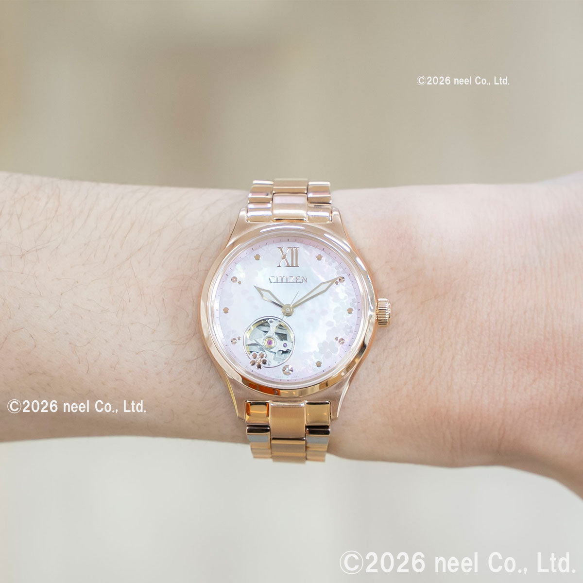 シチズンコレクション CITIZEN COLLECTION メカニカル 自動巻き 機械式 オープンハート 限定モデル 桜 腕時計 レディース PC1015-59W【2026 新作】