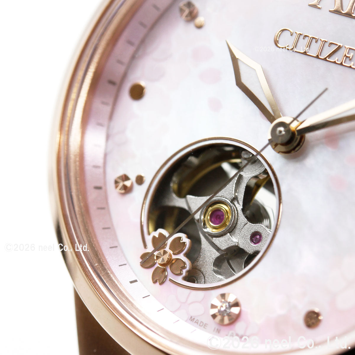 シチズンコレクション CITIZEN COLLECTION メカニカル 自動巻き 機械式 オープンハート 限定モデル 桜 腕時計 レディース PC1015-59W【2026 新作】