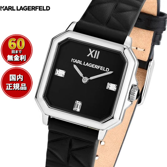 カール ラガーフェルド KARL LAGERFELD 腕時計 レディース スクエア クラシック SQUARE CLASSICS ブラック クリスタルストーン ダイヤル K キルティング ブラック レザー R0551102502【60回分割手数料無料！】