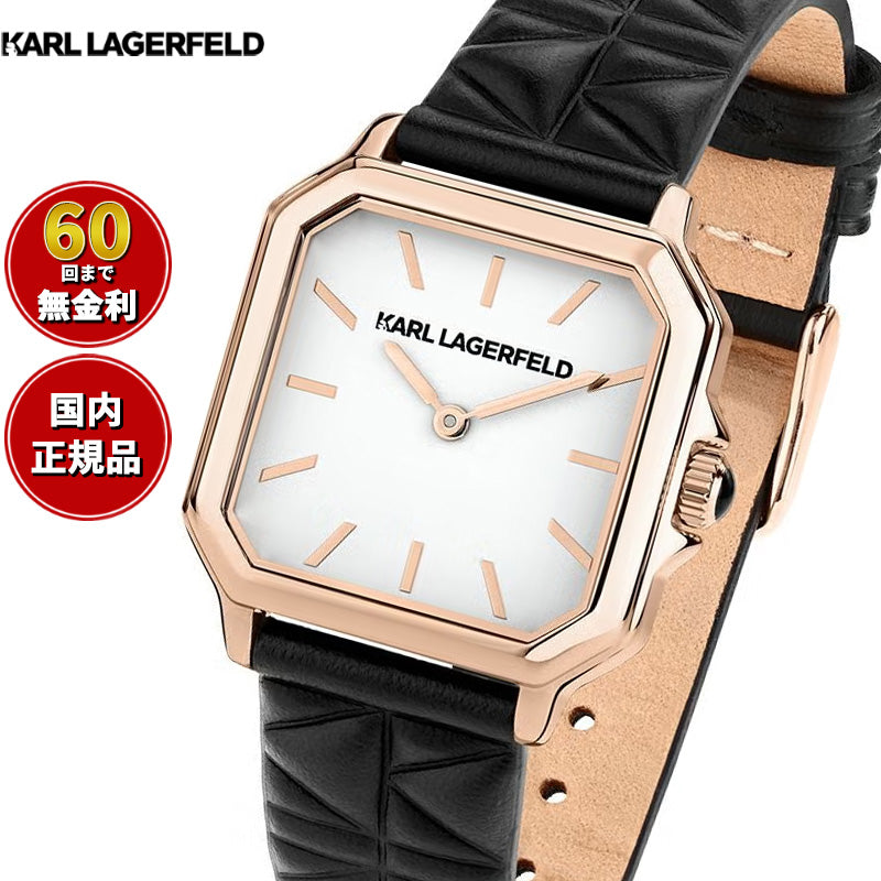 カール ラガーフェルド KARL LAGERFELD 腕時計 レディース スクエア クラシック SQUARE CLASSICS ホワイト ダイヤル ブラック レザー R0551106501【60回分割手数料無料！】