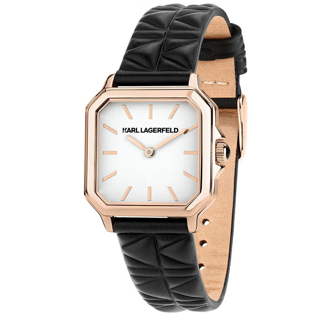 カール ラガーフェルド KARL LAGERFELD 腕時計 レディース スクエア クラシック SQUARE CLASSICS ホワイト ダイヤル ブラック レザー R0551106501【60回分割手数料無料！】