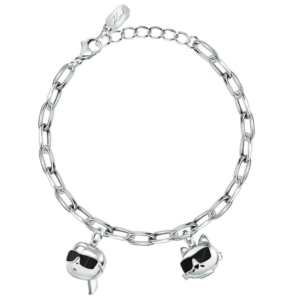 カール ラガーフェルド KARL LAGERFELD 腕時計 メンズ レディース ラウンド エッセンシャル ROUND ESSENTIALS スペシャル ボックス ブラック クリスタル ダイヤモンドダスト アイコン ダイヤル シルバー ブレスレット カール＋シュペット チャーム ブレスレット R0553101516【60回分割手数料無料！】