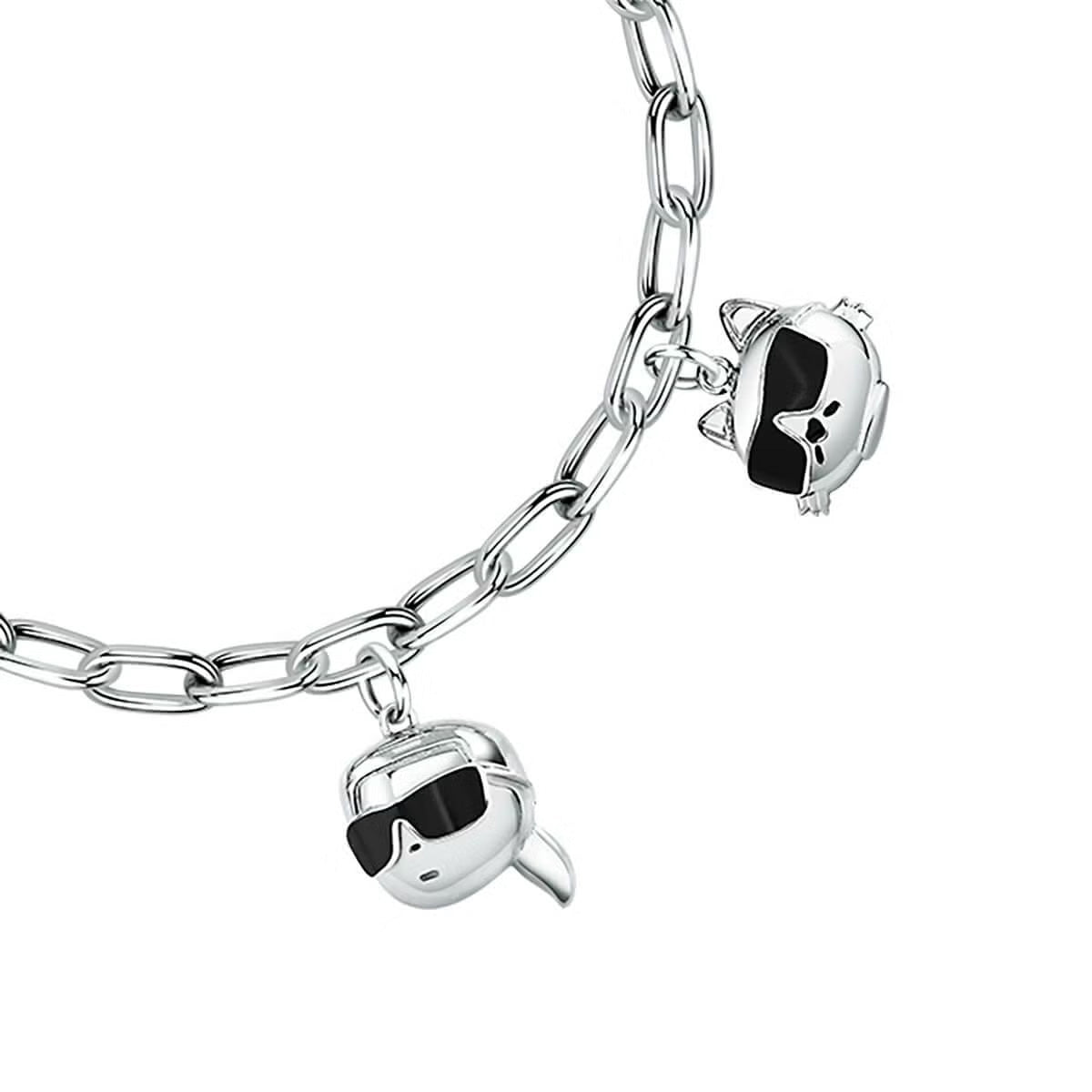 カール ラガーフェルド KARL LAGERFELD 腕時計 メンズ レディース ラウンド エッセンシャル ROUND ESSENTIALS スペシャル ボックス ブラック クリスタル ダイヤモンドダスト アイコン ダイヤル シルバー ブレスレット カール＋シュペット チャーム ブレスレット R0553101516【60回分割手数料無料！】