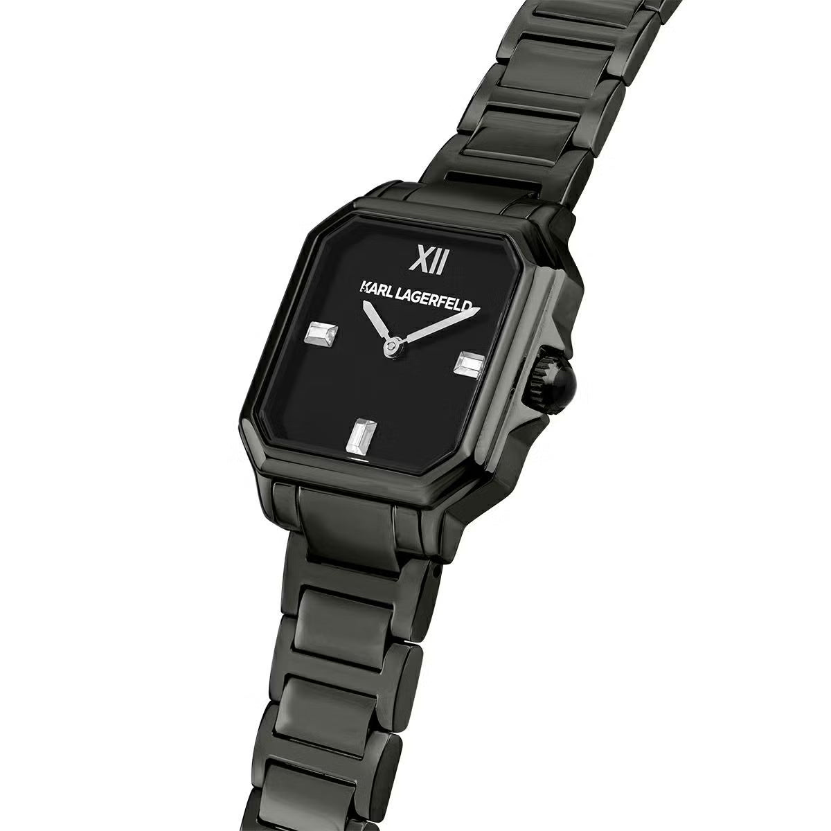 カール ラガーフェルド KARL LAGERFELD 腕時計 レディース スクエア クラシック SQUARE CLASSICS ブラック サンレイ クリスタルストーン ダイヤル IP ガン ブレスレット R0553102504【60回分割手数料無料！】