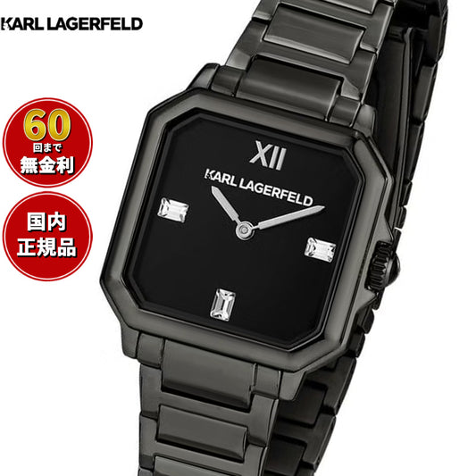 カール ラガーフェルド KARL LAGERFELD 腕時計 レディース スクエア クラシック SQUARE CLASSICS ブラック サンレイ クリスタルストーン ダイヤル IP ガン ブレスレット R0553102504【60回分割手数料無料!】
